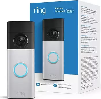 Ring Battery Video Doorbell Plus 2. Gen, 2K, Nickel Silver (B0F6436L5P)