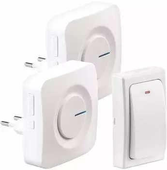 CASAcontrol Batterielose Funk-Türklingel 2 Steckdosen-Empfänger 36 Töne IP44