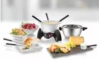 Unold Elektro-Fondue "48615" Edelstahl-Fonduetopf plus feuerfestem Keramiktopf