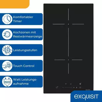 Exquisit EKI300-B-R-380 – Zwei Induktionszonen mit Brückenschaltung erweitern den Nutzungsbereich