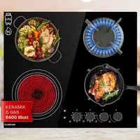 Klarstein - Gaskocher 4-flammig Und 1 Glaskeramik Kochfeld, 9,2 Kw Einbau-gaskocher