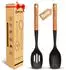 LuxusKollektion Silikon-Kochlöffel-Set 2-tlg., schwarz mit Holzgriff