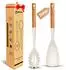 LuxusKollektion Silikon Nudellöffel & Kochwender Set mit Holzgriff, weiß, 2-teilig