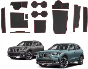 LuxusKollektion Antirutschmatten BMW X1 U11 / iX1 Mittelkonsole, rot (2023-2025)