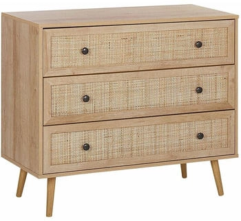 Beliani Kommode mit Rattan-Schubladen 90x79cm