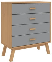 vidaXL Schubladenschrank OLDEN Grau und Braun Massivholz Kiefer
