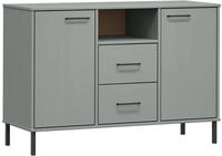 vidaXL Sideboard OSLO mit Metallbeinen Grau 113x40x77 cm Massivholz