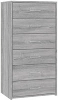 vidaXL Sideboard mit 6 Schubladen Grau Sonoma 50x34x96cm Holzwerkstoff