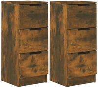 vidaXL Sideboards 2 Stk. R&auml;uchereiche 30x30x70 cm Holzwerkstoff