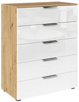 rauch Kommode FLIPP, Artisan Eiche Dekor, Wei&szlig;, 5 Schubladen, mit