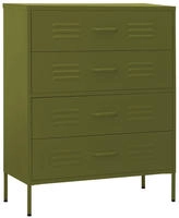 vidaXL Kommode Olivgr&uuml;n 80x35x101,5 cm Stahl