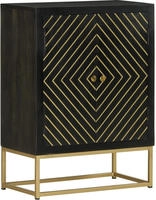 vidaXL Sideboard mit 2 T&uuml;ren Schwarz Gold 55x30x75 cm Massivholz Mango