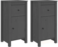 vidaXL Sideboards 2 Stk. Grau 40x35x80 cm Massivholz Kiefer