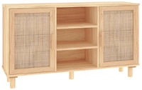 Sideboard Braun 105x30x60 Cm Massivholz Kiefer Und Natur-rattan Vidaxl