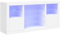 vidaXL Sideboard mit LED-Leuchten Wei&szlig; 142,5x37x67 cm
