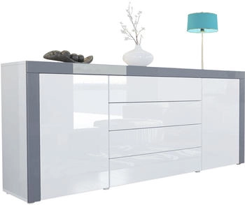 Vladon La Paz 167x72cm hochglanz-wei&szlig;/hochglanz-grau