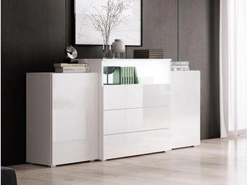 Mirjan24 Urban III 150x81cm mit LED weiß/hochglanz-weiß
