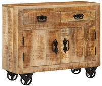 vidaXL Sideboard 80x30x65 cm Massives Raues Mangoholz