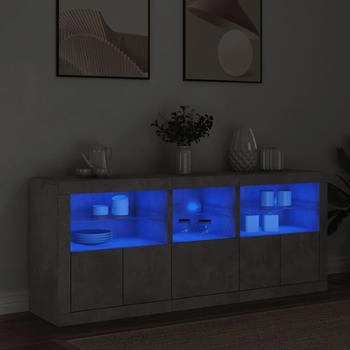 vidaXL Sideboard mit LED-Leuchten betongrau 162 x 37 x 67 cm (3208998)