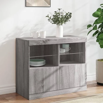 vidaXL Sideboard mit LED-Leuchten grau Sonoma 81 x 37 x 67 cm (836663)