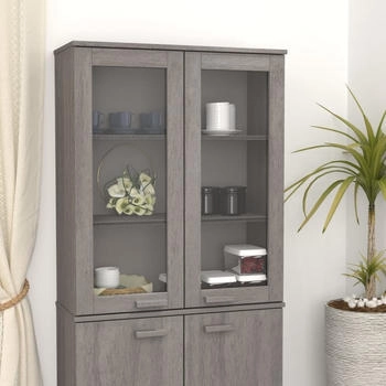 vidaXL Highboard-Oberteil Hamar hellgrau 85 x 35 x 100 cm Massivholz (340507)