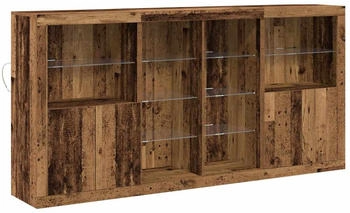 vidaXL Sideboard mit LED-Lichtern altes Holz 202 x 37 x 100 cm Melaminholz (3333126)