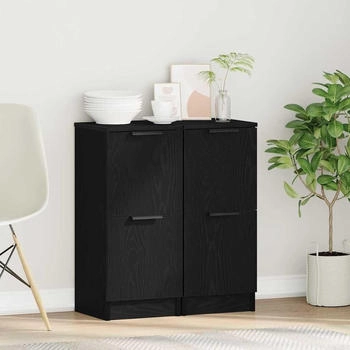 vidaXL Sideboards 2 Stk. schwarze Eiche 30 x 30 x 70 cm Aus Holzwerkstoff (862099)