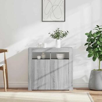 vidaXL Sideboard mit LED-Beleuchtung grau Sonoma 80 x 35 x 75 cm (815730)