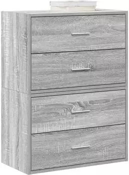 vidaXL Schränke mit 2 Schubladen 2 Stk. Weiß 60x31x40 cm Holzwerkstoff (858822)
