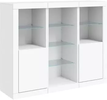 vidaXL Sideboards mit LED-Leuchten 3 Stk. Weiß Holzwerkstoff (3209121)