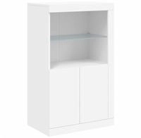 vidaXL Beistellschrank mit LED-Leuchten Wei&szlig; Holzwerkstoff