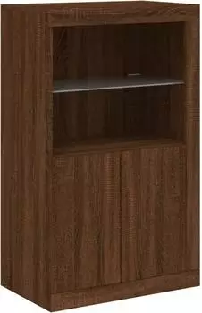vidaXL Beistellschrank mit LED-Leuchten Braun Eiche Holzwerkstoff (836629)