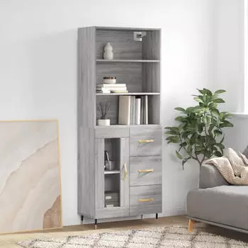 vidaXL Highboard Grau Sonoma 69,5x34x180 cm Holzwerkstoff (3189491)