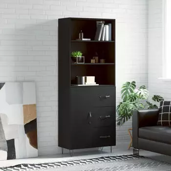 vidaXL Highboard Schwarz 69,5x34x180 cm Holzwerkstoff (3189438)