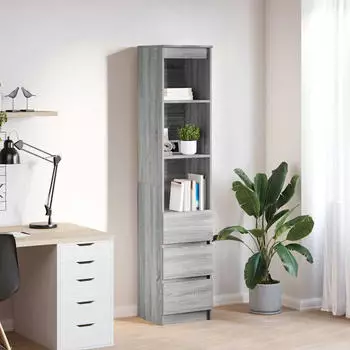vidaXL Highboard Grau Sonoma 37,5x35x180 cm Holzwerkstoff (861666)
