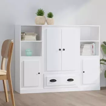 vidaXL Highboards 3 Stk. Weiß Holzwerkstoff (3185319)