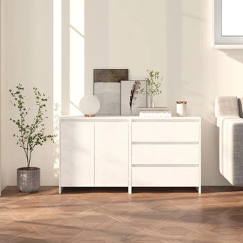 vidaXL 2-tlg. Sideboard Weiß Holzwerkstoff (3098057)