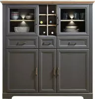Innostyle Highboard "Jasmin" 2 Glas-/Holzt&uuml;ren, 8 offene F&auml;cher, inkl.