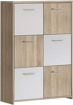 Forte Quadro Kommode mit 6 T&uuml;ren Sonoma Eiche / Wei&szlig; (QDRK36-Q45F)