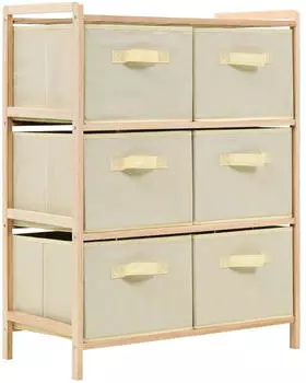 vidaXL Korb-Kommode mit 6 Stoffkörben Zedernholz Beige (246439)
