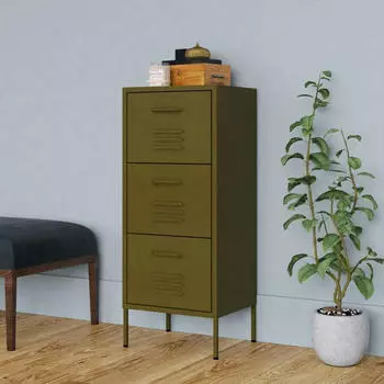 vidaXL Beistellschrank Olivgrün Stahl (336180)