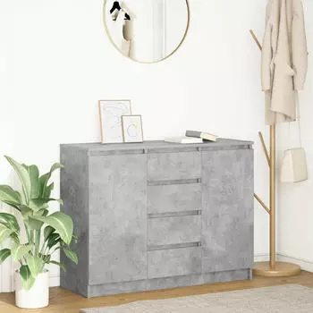 vidaXL Sideboard mit Schubladen Betongrau 100,5x35x76 cm Holzwerkstoff (3328447)