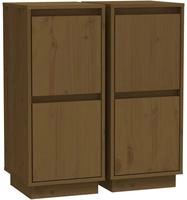 vidaXL Sideboards 2 Stk. Honigbraun 31,5x34x75 cm Massivholz Kiefer