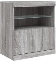 vidaXL Sideboard mit LED-Leuchten Grau Sonoma 60x37x67 cm