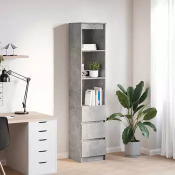 vidaXL Highboard Betongrau 37,5x35x180 cm Holzwerkstoff (861664)