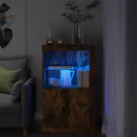 vidaXL Beistellschrank mit LED-Leuchten R&auml;uchereiche Holzwerkstoff
