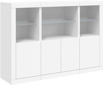 vidaXL Sideboards mit LED-Leuchten 3 Stk. Weiß Holzwerkstoff (3209107)