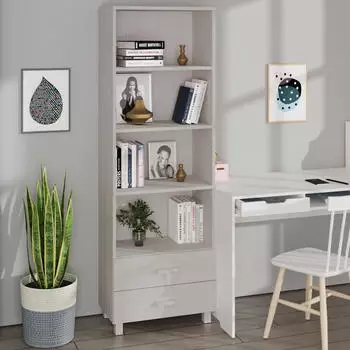 vidaXL Highboard HAMAR Weiß 60x35x180 cm Massivholz Kiefer (340489)