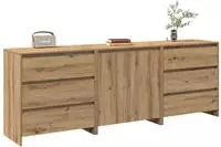 vidaXL 3-tlg. Sideboard Artisan-Eiche Holzwerkstoff