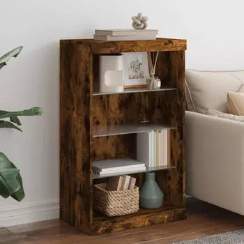 vidaXL Sideboard mit LED-Leuchten Räuchereiche 60,5x37x100 cm (836711)